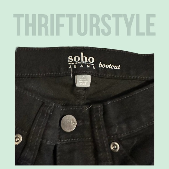Soho Jeans Bootcut Black Denim Low Rise Size 0 Petite - Picture 2 of 8